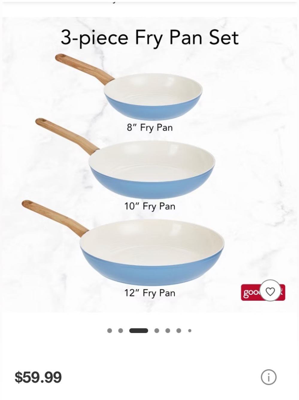 Blue 3-Piece Ceramic Nonstick Fry Pan Set with Wood-Effect Handles
